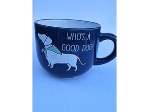 "Who's a Good Dog?" Black Ceramic Mug 3.5" Tall x 4.25" Diameter Dog Lover Gift